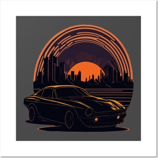 car sunset city Posters and Art